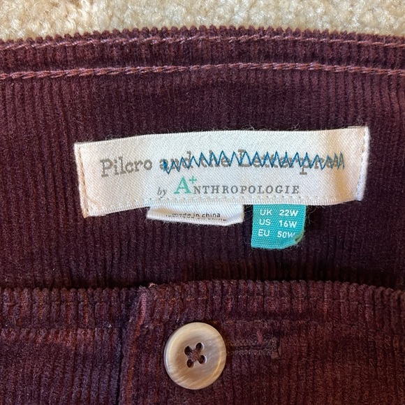 Anthropology, Pilcrow, eggplant, corduroy, flared pants, size 16 wide - Picture 2 of 10